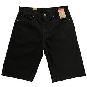 Levis Mens 469 Denim Shorts Size 33-35 Solid Black Loose Fit Casual & Stylish